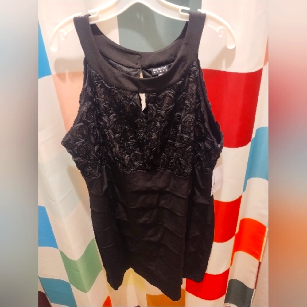 Enfocus Studio Black  Dress with Chic Sequin Floral Design